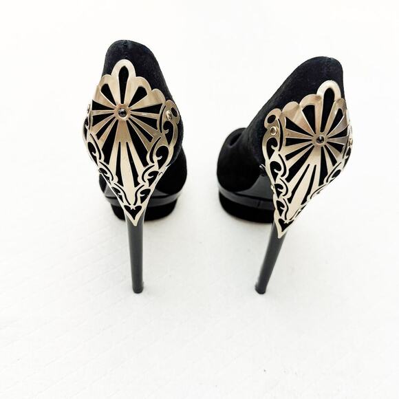 Brian Atwood Fashina Platform Pump Silver Plated Stiletto Heel Accent Size 6 - Picture 2 of 9